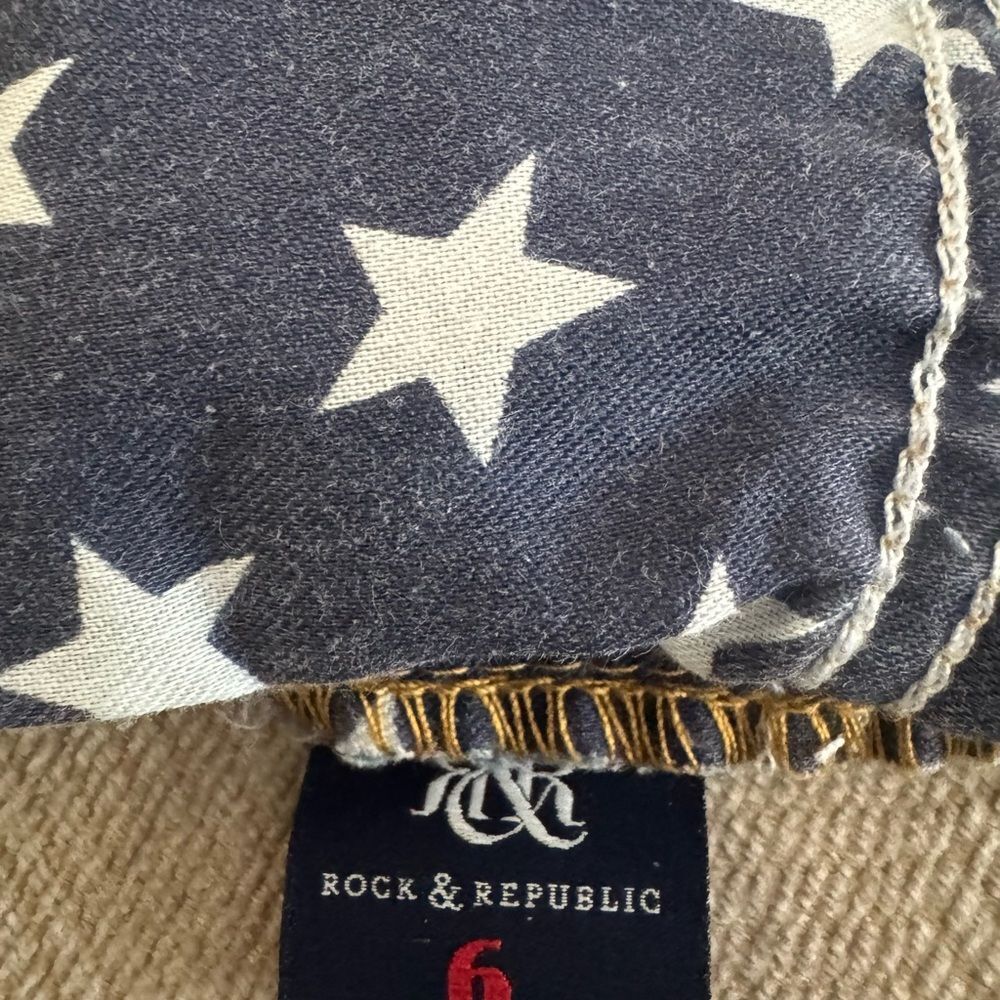 Rock & Republic Cutoff Denim Shorts American Flag Stars Size 6 - Picture 4 of 4